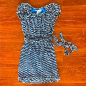 Max Studio Blue and Black Patterned Dress with belt